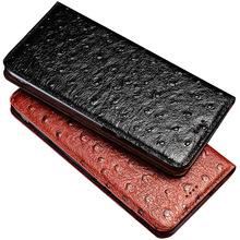 Ostrich Texture Genuine Cow Leather Case For SONY Xperia XA1 XA2 XA3 Ultra Plus Cover Flip Stand Magnetic Phone Bag 2024 - buy cheap