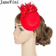 Chapéus e fascinini femininos, chapéu vermelho para casamento, acessório de cabelo elegante para noivas e festa 2024 - compre barato