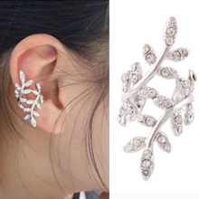 Sweet Cut Gold Color Metal Leaves Crystal Single Ear Bones Clip Earrings for Women S  Korean Style Crystal Earrings Jewelry 2024 - buy cheap