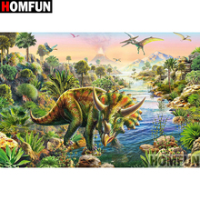 Homfun quadrado completo/broca redonda 5d diy pintura de diamante "dinossauro" bordado ponto de cruz 5d home a08320 2024 - compre barato