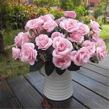 Flores rosas seda artificiales falsas, 12 cabezas de flor, ramo de rosas artificiales para decoración para el hogar, fiesta de boda 2024 - compra barato