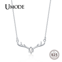 UMODE  New Fashion 925 Sterling Silver Crystal Antlers Pendant Necklace for Women Link Chain Deer Silver 925 Jewelry ALN0467 2024 - buy cheap