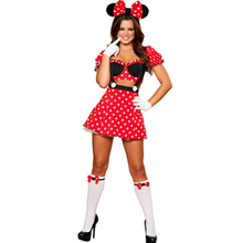 Adorable Mousey Mistress Costume Classic Polka Dot Print Crop Top High Waist Skirt Halloween Cartoon Character Costume L15225 2024 - buy cheap