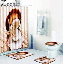 Zeegle 4Pcs Bathroom  Shower Curtain Pedestal Toilet Seat Mat Lid Bath Mat Underwater World Home Decor Bathroom Carpet 2024 - buy cheap