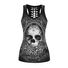 New Sexy Women Skintight Tank Top 3D Vintage Mirror Skull Printing Vest Hollow Out O Neck Sleeveless Shirts Tank Tops Camisole 2024 - buy cheap