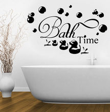 Decoração da arte do banheiro banho tempo adesivo de parede mural vinil removível diy interessante decalques banho patos embeber relaxar citação w447 2024 - compre barato