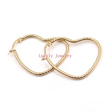 on sale 5pair lot Gold Surgical Stainless Steel 40mm Heart shape Wire Hoop Earring Women Fashion Party Jewelry  in bulk 2024 - buy cheap