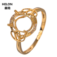 Женское кольцо с натуральными бриллиантами 14 k, желтое золото 7x9 мм, овальное полукрепление, обручальное кольцо с изменяемым размером 2024 - купить недорого