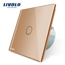 Livolo EU standard Touch Screen Wall Light Switch ,AC 220~250V, with Golden glass panel VL-C701-13 2024 - buy cheap