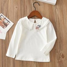 2019 Spring Fall White Bow Long Sleeve Girls T Shirt Tops School Girl Blouse Shirt for Kids Baby Toddler Children Clothes JW8088 2024 - buy cheap