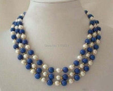 Moda novedosa-collar con cierre de lapislázuli y Perla blanca, 3 filas, fabricación de joyas, regalos de diseño para niña y mujer, W0357 2024 - compra barato