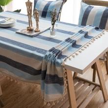 Stripe Decorative Linen Tablecloth With Tassel Waterproof Oilproof Thick Rectangular Wedding Dining Table Cover Tea Table Cloth 2024 - buy cheap