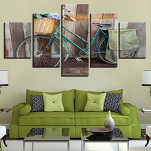HD Prints Home Decor Canvas Painting 5 Pieces Wooden Wall Art Modular Vintage/Retro Bike Pictures For Living Room Artwork Poster 2024 - buy cheap