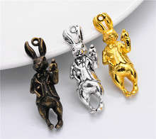 3pcs 37x12mm High Quality 3 Colors Plated Rabbit Charm Making DIY Handmade Jewelry 2024 - buy cheap