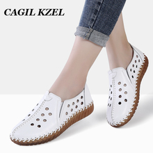 CAGILKZEL 2019 otoño nuevos zapatos de mujer Casual zapatos de cuero genuino mujer Loafer Slip On señoras zapatos para mujer mocasines slipony 2024 - compra barato