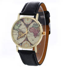 Women's watches casual watches Neutral Map Pattern Fashion watch band leather Quartz Wrist Watch clock relogio feminino M16 TC 2024 - buy cheap
