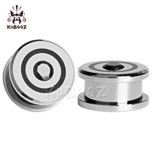 KUBOOZ-dilatadores de acero inoxidable para piercing, expansor de joyería corporal, color negro, piedra de circón sólido, venta de par 2024 - compra barato