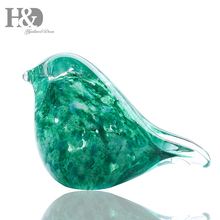 H & D-Mini pájaro de cristal hecho a mano de Esmeralda, figura de pájaro de cristal soplado, decoración del hogar, regalo bonito 2024 - compra barato