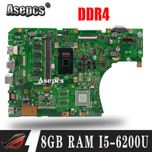 Placa base DDR4 X556UAM para ordenador portátil For Asus X556U X556UV X556UQ X556UQK placa base de prueba original placa base DDR4 8GB RAM I5-6200U 2024 - compra barato