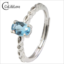 925 silver topaz ring for woman 4 mm * 6 mm natural light blue topaz silver ring real sterling silver topaz fine jewelry 2024 - buy cheap