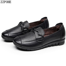 ZZPOHE-zapatos planos de cuero genuino para mujer, zapatos antideslizantes suaves y cómodos de moda, de talla grande, para madre, 35-43, primavera y otoño 2024 - compra barato