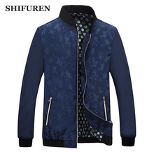 SHIFUREN Plus Size M-5XL Causal Men Jacket Coat Stand Collar Zipper Fly Autumn Spring Male Outerwear Solid 4 Colors Slim Fit 2024 - buy cheap