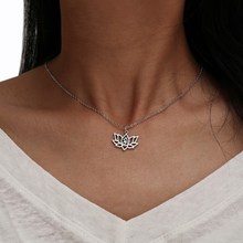 NK002 Hollow Lotus Flower OM Yoga Meditation Pendant Necklace For Women Jewelry Fashion Handmade Chain Clavicle Necklace Gift 2024 - buy cheap