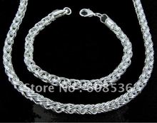 fashion jewelry Hot S925 sterling Silver color Jewelry MEN'S Necklace & bracelet,  jewelry, Christmas gift S149 2024 - buy cheap
