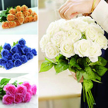 50pcs Flores Artificiais Nupcial Da Noiva Subiu Decoração de Flores De Seda Floral Real Toque Rose Bouquet de Casamento Festa Em Casa Flores 2024 - compre barato