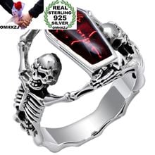 OMHXZJ-Anillo de Taiyin para hombre, anillo de plata, negro, rojo, para fiesta, venta al por mayor, Europeo, RR322 2024 - compra barato