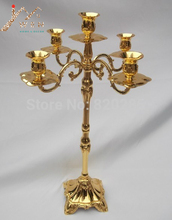 Wholesale price gold finish 5-arms height  floor candelabra 63cm wedding candle holder zinc alloy candle stand candelabrum 2024 - buy cheap