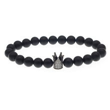 2017 New Trendy Charm Imperial Crown Black Matte Stone Bracelets Men Natural  Beads For Women  Jewelry Accessories 2024 - buy cheap