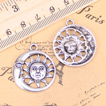 28 peças joias pingentes pôr-sol lua 26mm joias antigas banhadas a prata faça você mesmo joias tibetanas artesanais 2024 - compre barato