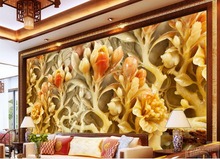 Papel tapiz 3d para sala de estar y TV, papel tapiz con foto personalizada de orquídeas, murales, Jade, estereoscópico 2024 - compra barato