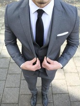 Customized Grey Men's Suit Suitable for Wedding 3 Piece Pants Vest Prom Party Party Suit Men's West Slim Tuxedo 2024 - buy cheap