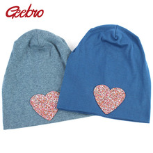 Geebro-Gorro con forma de corazón para mujer, gorros holgados con diamantes de imitación, de algodón plano liso, sombreros 2024 - compra barato