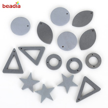 2017 10/20 pcs/pack Grey Color Six shapes Fashion Wood Charm Pendant for DIY Earring Necklace Jewelry Finding Making Handmade 2024 - buy cheap