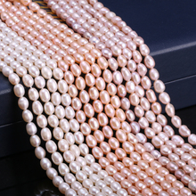 Natural Freshwater Cultured Pearls Beads Rice Shape 100% Natural Pearls for Jewelry Making DIY Strand 15 Inches Size 5-6mm 2024 - buy cheap