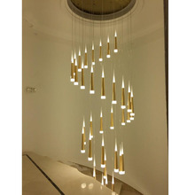 Nordic modern minimalist villa duplex building creative spiral staircase chandelier long light lamp personality European fixture 2024 - buy cheap