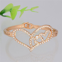 MINHIN Romantic Sweet Heart Design Cuff Bracelet Girl's Party Accessory Golden Plated High Grade Bracelet For Women 2024 - buy cheap