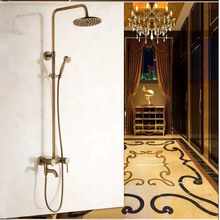 Whole brass antique Waterfall Shower Set Hot And Cold Water Shower Faucet With Shower Head And Hand Shower 2024 - buy cheap