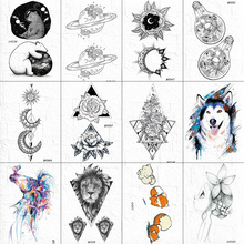 Black Bear Planets Temporary Tattoo Stickers Women Body Arm Tattoos Fake Geometric Flower Tatoos Water Transfer Makeup Tips 2024 - buy cheap