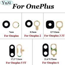 YuXi para Oneplus 3 3T A3000 A3003 A3010 para Oneplus 1 2 5 5T A5000 6 A6000 cubierta trasera de lente de cristal de cámara posterior con pegatinas de pegamento 2024 - compra barato