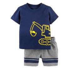 Excavator Little Boys Clothes Suit Summer Toddler Tops Pant Outfit Digger Boy Cotton Infant Clothing 6 9 12 18 24 Month Pajamas 2024 - buy cheap
