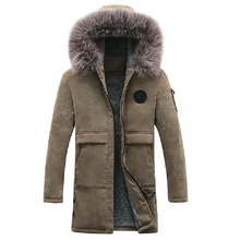 Новая зимняя мужская куртка, толстое теплое пальто, Повседневная Шерстяная парка с капюшоном, модная однотонная длинная стильная куртка с капюшоном, большой размер 3XL 2024 - купить недорого