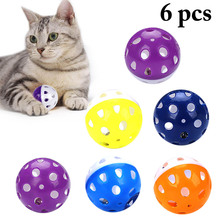 6pcs Toys for Cats Ball with Bell Ring Playing Chew Rattle Scratch Plastic Ball Interactive Cat Training Toys Pet Cat Supply 2024 - купить недорого