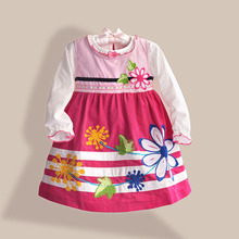 New Girls Clothes Embroidery Butterfly Flowers Dress+Long Sleeve T shirts 2 Pcs Children clothing Patchwork Baby Girl Clothes 2024 - buy cheap