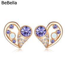 BeBella-pendientes de cristal con forma de corazón para mujer y niña, aretes con cristales checos, joyería original a la moda, regalo de boda 2024 - compra barato