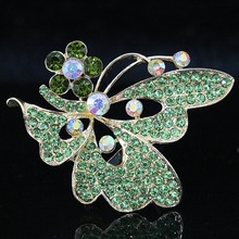Lovely Multicolor Animal Brooch Fashion Women Butterfly Shape Flower Crystal Gold-color Charms Gift Pins Jewelry B1228 2024 - buy cheap