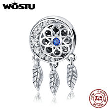 WOSTU 925 Sterling Silver Dream Catcher DreamCatcher Moon Lucky Charm fit Original Brand DIY Bead Bracelet Jewelry Gift DXC718 2024 - buy cheap